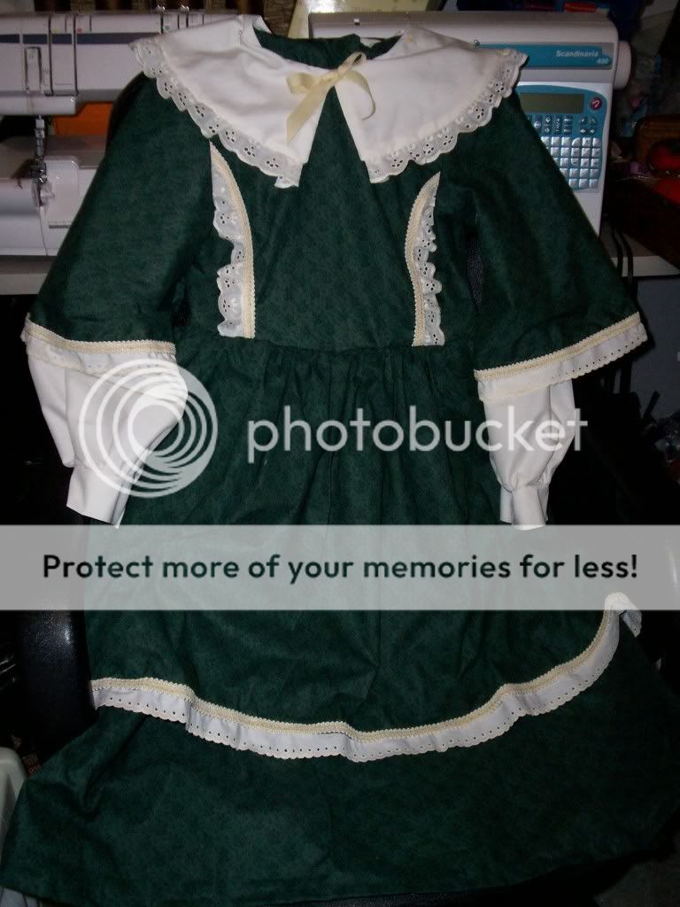Dark Green print Civil War dress
